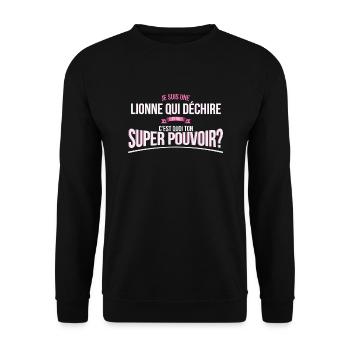 Lionne qui déchire super pouvoir cadeau - Sweat-shirt Unisexe - noir - Devant - Alina (178cm) & Michal (187cm)
