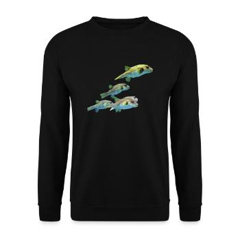 blowfish poisson sphérique poisson poisson animal animaux - Sweat-shirt Unisexe - noir - Devant - Alina (178cm) & Michal (187cm)