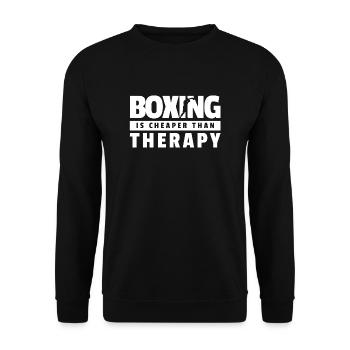 Boxing is cheaper than Therapy Geschenk Boxer - Unisex Pullover - Schwarz - Vorne - Alina (178cm) & Michal (187cm)