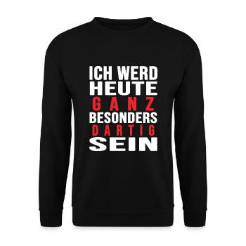 Dart Dartspieler darten Dartscheibe "dartig" - Unisex Pullover - Schwarz - Vorne - Alina (178cm) & Michal (187cm)