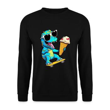 Dino dinosaur on skateboard eating ice cream - Unisex Sweatshirt - black - Front - Alina (178cm) & Michal (187cm)