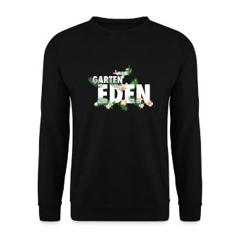 Flamingo Garten Eden Paradise - Unisex Pullover - Schwarz - Vorne - Alina (178cm) & Michal (187cm)