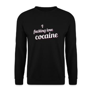 fucking love cocaine Geschenk Kokain Drogen Party - Unisex Pullover - Schwarz - Vorne - Alina (178cm) & Michal (187cm)