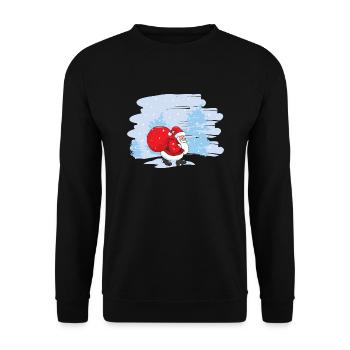 Lustiger Weihnachtsmann Santa Claus Weihnachten - Unisex Pullover - Schwarz - Vorne - Alina (178cm) & Michal (187cm)