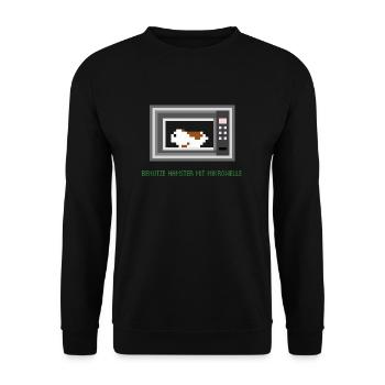 Benutze Hamster mit Mikrowelle - Unisex Pullover - Schwarz - Vorne - Alina (178cm) & Michal (187cm)