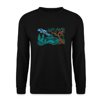 arbre dans la colline - Sweat-shirt Unisexe - noir - Devant - Alina (178cm) & Michal (187cm)
