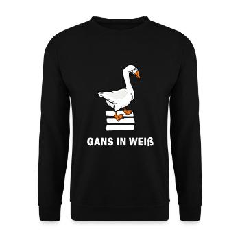 gans gänsefeder gänsefreund gans in weiß - Unisex Pullover - Schwarz - Vorne - Alina (178cm) & Michal (187cm)