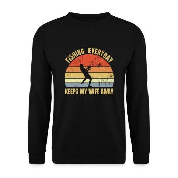 Husband Fischer Saying - Unisex Sweatshirt - black - Front - Alina (178cm) & Michal (187cm)