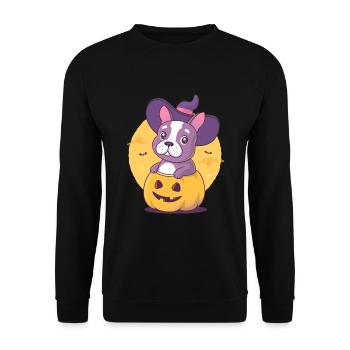 Frenchie Halloween - Sweat-shirt Unisexe - noir - Devant - Alina (178cm) & Michal (187cm)