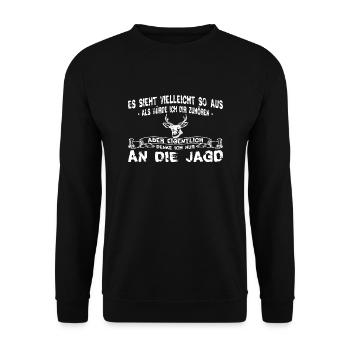 Jäger - zuhören - Unisex Pullover - Schwarz - Vorne - Alina (178cm) & Michal (187cm)