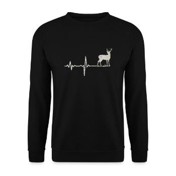 Gift heartbeat deer - Unisex Sweatshirt - black - Front - Alina (178cm) & Michal (187cm)