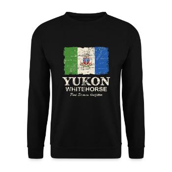 Yukon Flag - Canada - Vintage Look - Sweat-shirt Unisexe - noir - Devant - Alina (178cm) & Michal (187cm)
