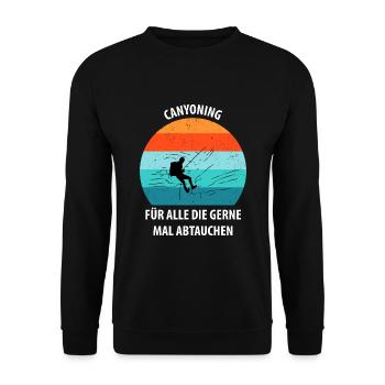 Canyoning Bergsteigen Klettern Wandern Berge - Unisex Pullover - Schwarz - Vorne - Alina (178cm) & Michal (187cm)