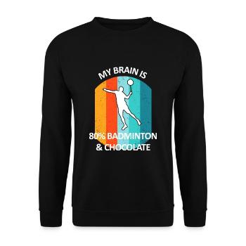 Badminton Federball Badmintonspieler Schokolade - Unisex Pullover - Schwarz - Vorne - Alina (178cm) & Michal (187cm)