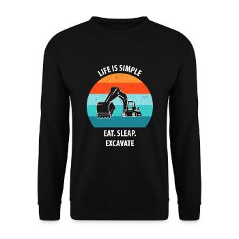 Bagger Baggerfahrer Baggerwagen - Unisex Pullover - Schwarz - Vorne - Alina (178cm) & Michal (187cm)