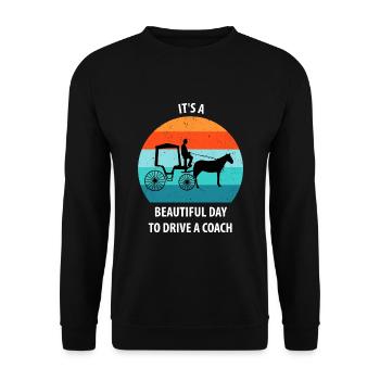 Calèche de cocher Calèche tirée par des chevaux Calèche - Sweat-shirt Unisexe - noir - Devant - Alina (178cm) & Michal (187cm)