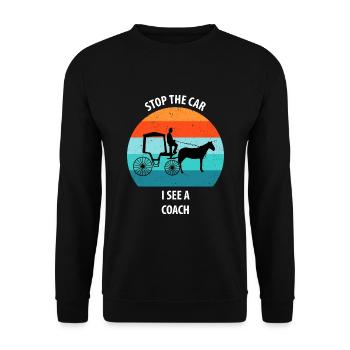 Calèche de cocher Calèche tirée par des chevaux Calèche - Sweat-shirt Unisexe - noir - Devant - Alina (178cm) & Michal (187cm)