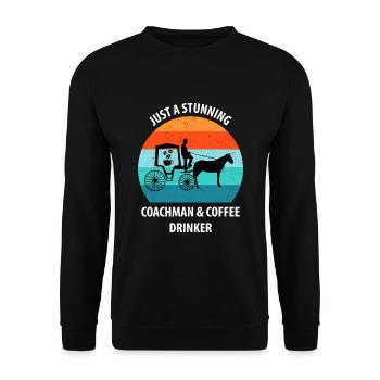 Coachman Carriage Horse-drawn carriage Coffee - Unisex Sweatshirt - black - Front - Alina (178cm) & Michal (187cm)