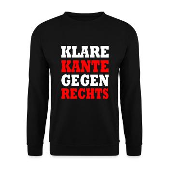 klare kante gegen rechts - Unisex Pullover - Schwarz - Vorne - Alina (178cm) & Michal (187cm)