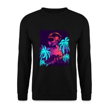 Sunset Rider Synthwave Design 80s - Unisex Pullover - Schwarz - Vorne - Alina (178cm) & Michal (187cm)