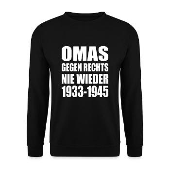 Omas gegen rechts - Unisex Pullover - Schwarz - Vorne - Alina (178cm) & Michal (187cm)