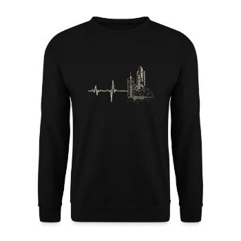 Gift Heartbeat Space Travel - Unisex Sweatshirt - black - Front - Alina (178cm) & Michal (187cm)
