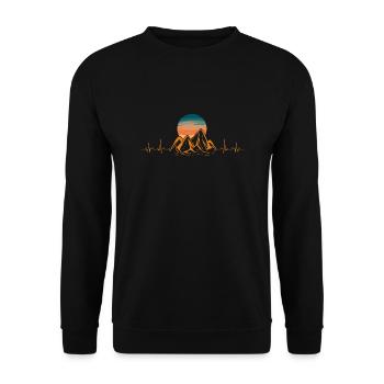 Herzschlag Mountains - Unisex Pullover - Schwarz - Vorne - Alina (178cm) & Michal (187cm)