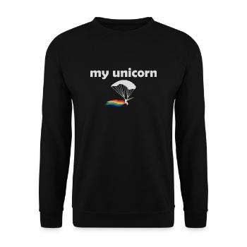 Unicorn parachutist skydiver gift - Unisex Sweatshirt - black - Front - Alina (178cm) & Michal (187cm)