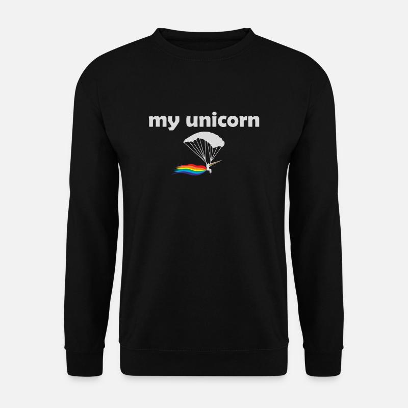 Einhorn Fallschirmspringer Skydiver Geschenk - Unisex Pullover - Schwarz