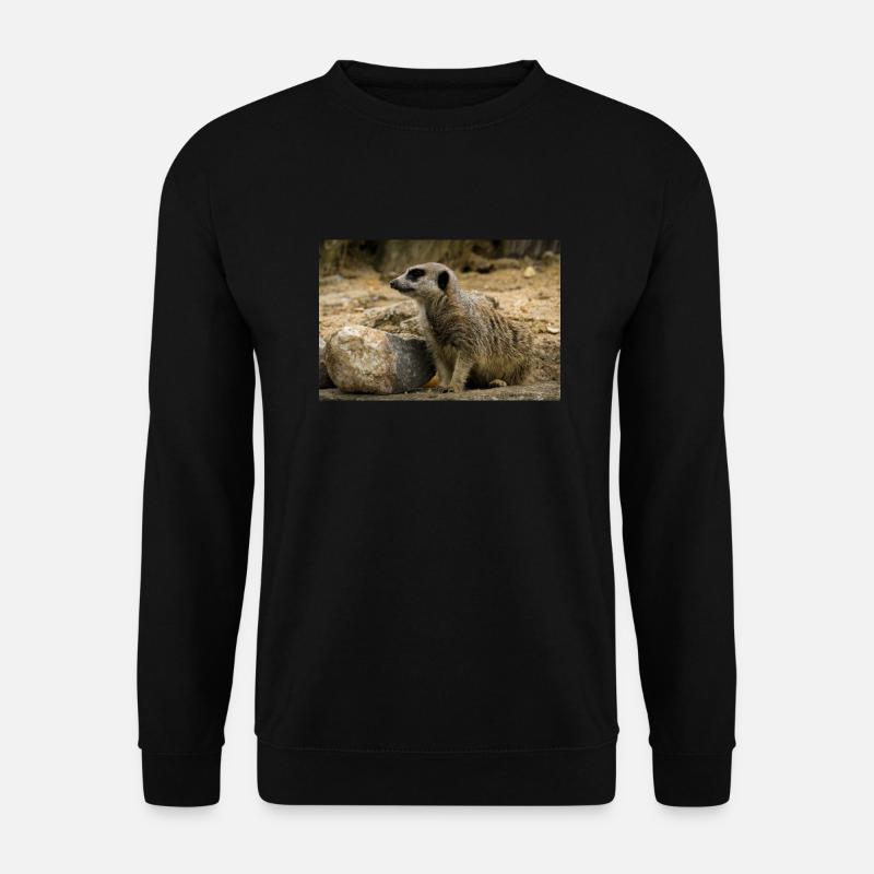 Erdmännchen thront über Felsen Foto - Unisex Pullover - Schwarz
