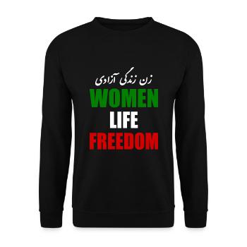 Women life freedom - Unisex Pullover - Schwarz - Vorne - Alina (178cm) & Michal (187cm)