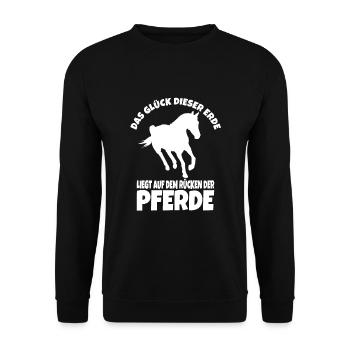 Das Glück der Erde liegt auf dem Rücken der Pferde - Unisex Pullover - Schwarz - Vorne - Alina (178cm) & Michal (187cm)