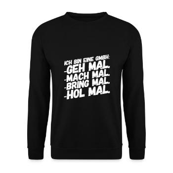 Bürohumor Büro Lustige Witzige Sprüche GmbH - Unisex Pullover - Schwarz - Vorne - Alina (178cm) & Michal (187cm)