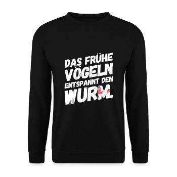 Lustige Witzige Sex Sprüche Wurm - Unisex Pullover - Schwarz - Vorne - Alina (178cm) & Michal (187cm)