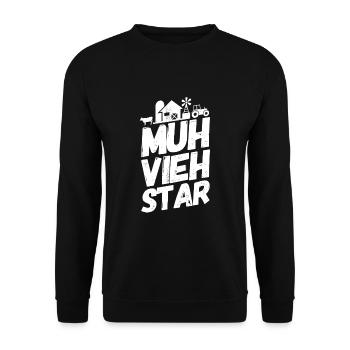 Landwirt Bauer Landwirtschaft Sprüche Muhviehstar - Unisex Pullover - Schwarz - Vorne - Alina (178cm) & Michal (187cm)