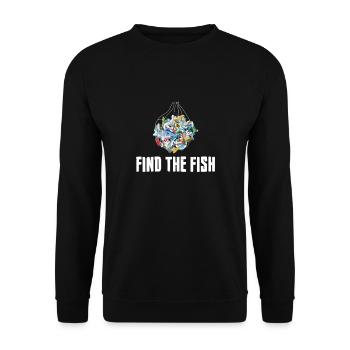 Find the fish - Klimawandel, Umweltschutz - Unisex Pullover - Schwarz - Vorne - Alina (178cm) & Michal (187cm)