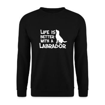 Life with Labrador - Wolfhound, Husky, Gift - Unisex Sweatshirt - black - Front - Alina (178cm) & Michal (187cm)