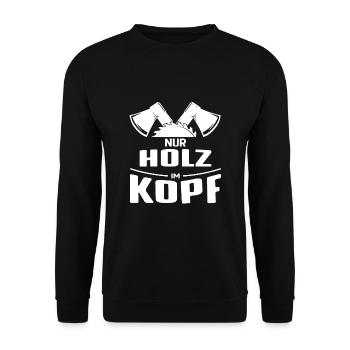 Holz im Kopf - Schreiner, Zimmerer - Unisex Pullover - Schwarz - Vorne - Alina (178cm) & Michal (187cm)
