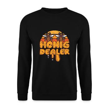 Honigdealer - Honig, Imker, Bienen - Unisex Pullover - Schwarz - Vorne - Alina (178cm) & Michal (187cm)