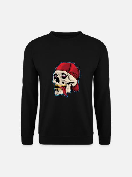 Totenschädel Totenkopf Skelett Knochen Cappy Motiv - Unisex Pullover - Schwarz