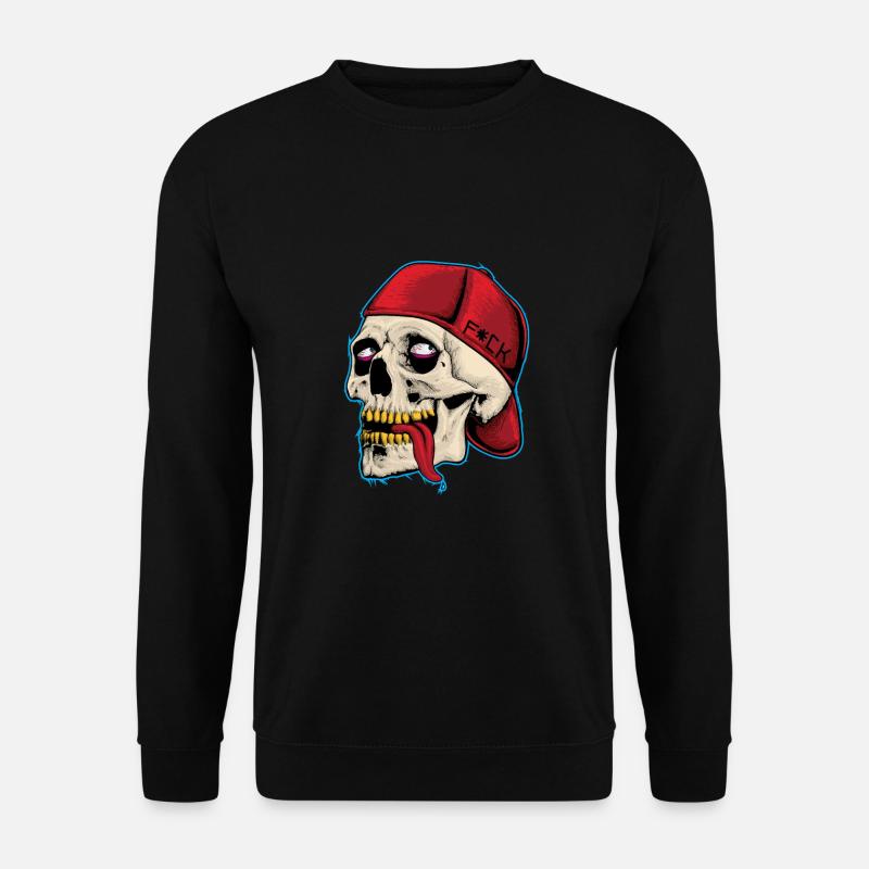 Totenschädel Totenkopf Skelett Knochen Cappy Motiv - Unisex Pullover - Schwarz