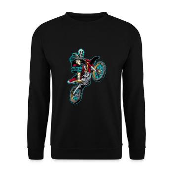 Motif Skull Skeleton Bones Motorcross Bike - Sweat-shirt Unisexe - noir - Devant - Alina (178cm) & Michal (187cm)