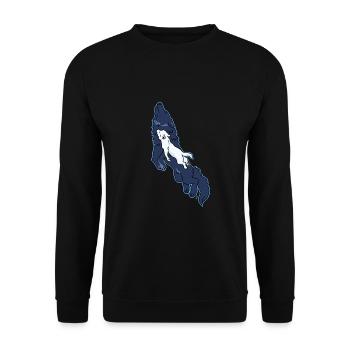 Wolf Fliegen Baby Wolf Zeichnung Motiv - Unisex Pullover - Schwarz - Vorne - Alina (178cm) & Michal (187cm)