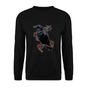 Raven crow bird black bird of prey autumn motif - Unisex Sweatshirt - black - Front - Alina (178cm) & Michal (187cm)