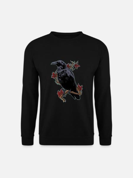 Rabe Krähe Vogel Schwarz Raubvogel Herbst Motiv - Unisex Pullover - Schwarz