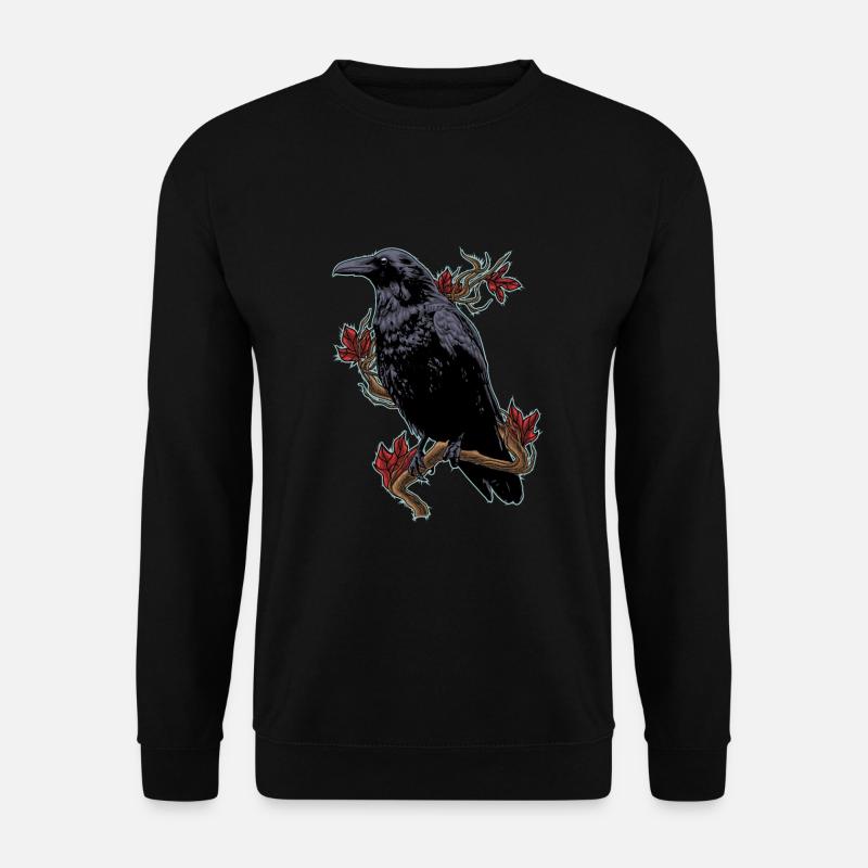 Rabe Krähe Vogel Schwarz Raubvogel Herbst Motiv - Unisex Pullover - Schwarz