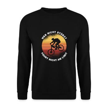 Wer Nicht Stürzt Fährt Nicht Am Limit - Unisex Pullover - Schwarz - Vorne - Alina (178cm) & Michal (187cm)