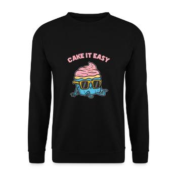 Cake It Easy saying sunglasses pun pastry - Unisex Sweatshirt - black - Front - Alina (178cm) & Michal (187cm)