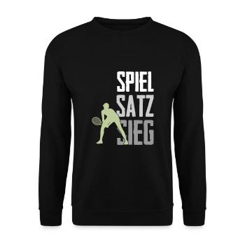 Tennis Spiel Satz Sieg - Unisex Pullover - Schwarz - Vorne - Alina (178cm) & Michal (187cm)