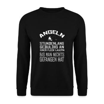 Angler Spruch - Unisex Pullover - Schwarz - Vorne - Alina (178cm) & Michal (187cm)